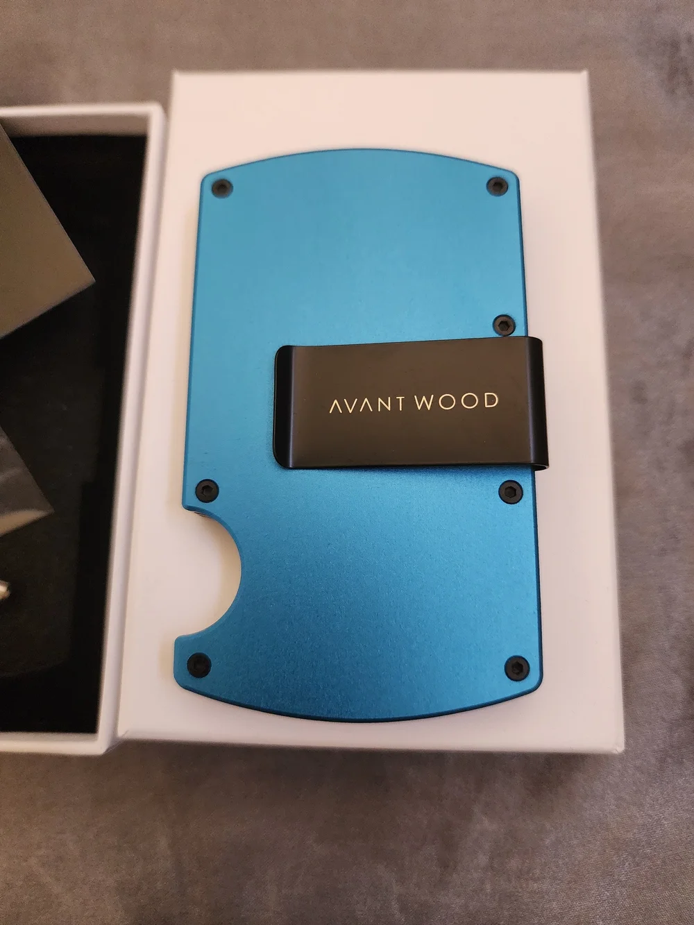 Avant Wood- Blue Metal Card Holder Wallet w/ Money Clip & MAGSAFE